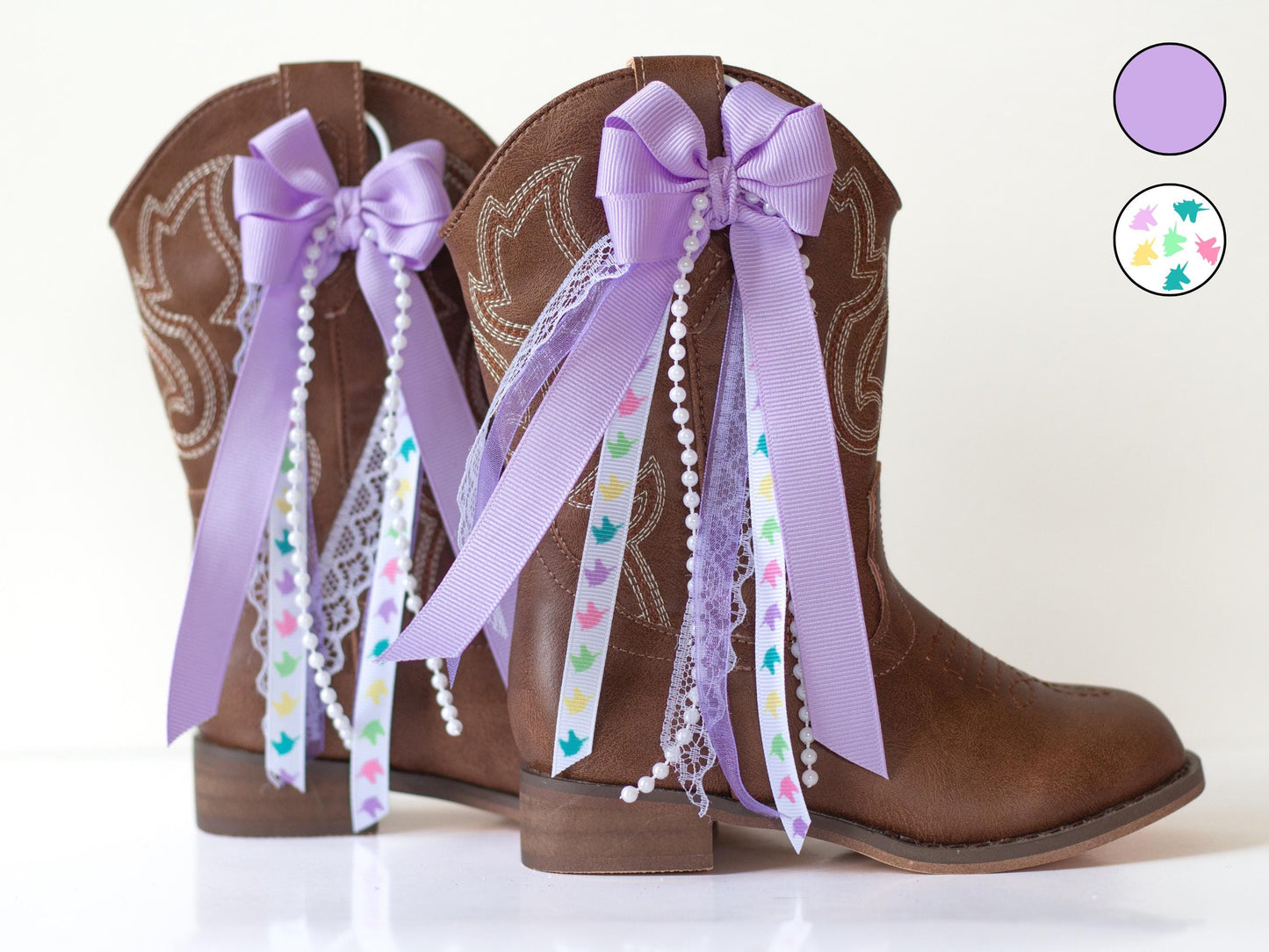 Kids Purple Unicorn Boot Bows