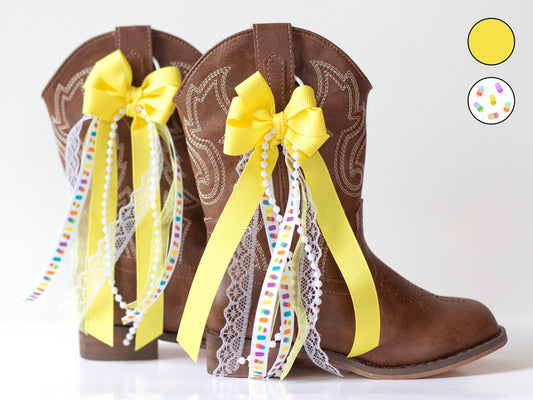 Kids Yellow Colorful Popsicle Boot Bows