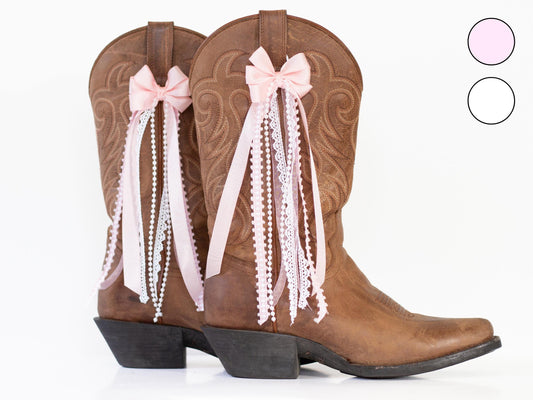 Pink and White Country Concert Boot Bows