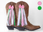 Salmon Pink and Apple Green Boot Bows