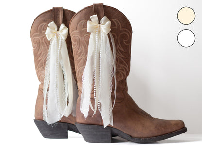 Cream and White Country Concert Boot Bows