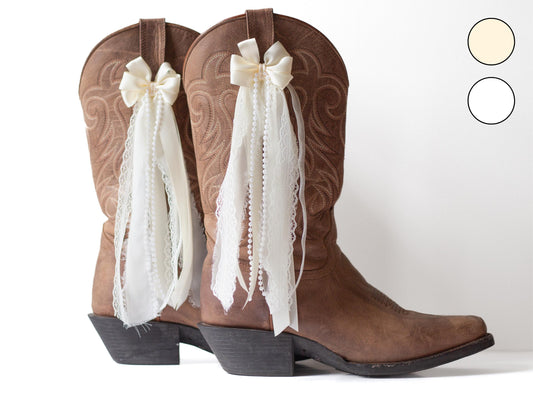 Cream and White Country Concert Boot Bows