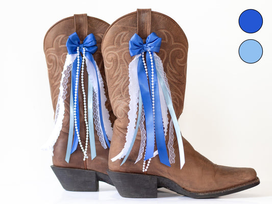 Dark Blue and Light Blue Sorority Boot Bows