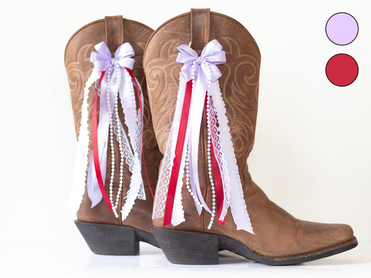 Lavender and Maroon Sorority Boot Bows