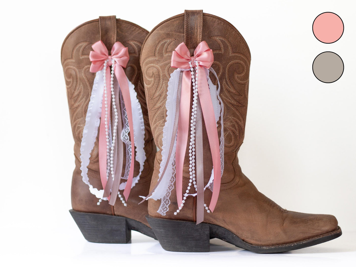 Blush Pink and Mode Sorority Boot Bows