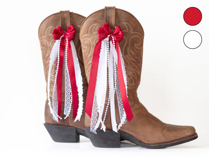 Maroon and White Sorority Boot Bows
