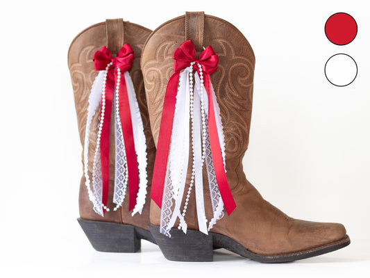 Maroon and White Sorority Boot Bows