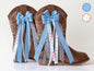 Kids Blue Heart Boot Bows