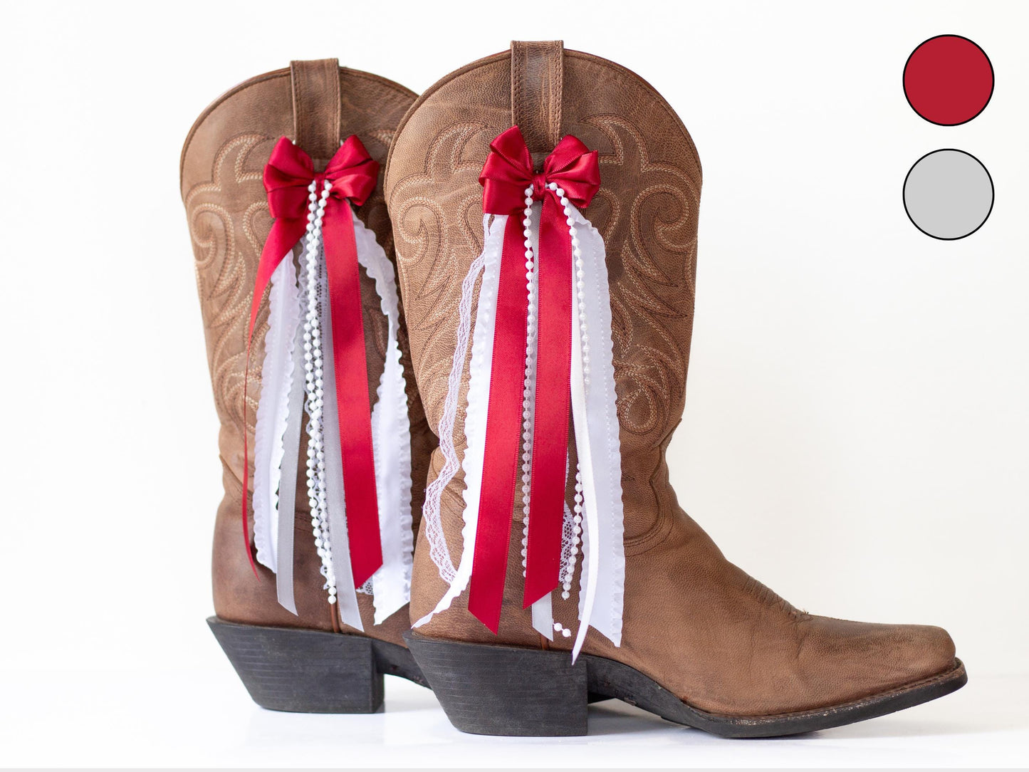 Bordeaux and Silver Gray Boot Bows