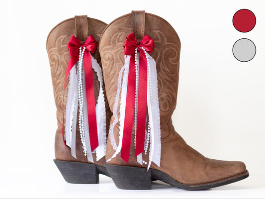 Bordeaux and Silver Gray Boot Bows