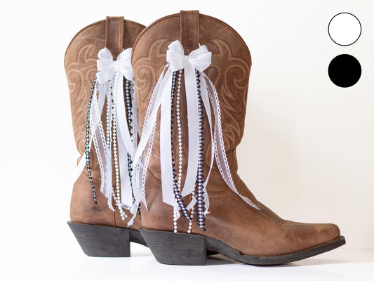 White and Black Country Concert Boot Bows