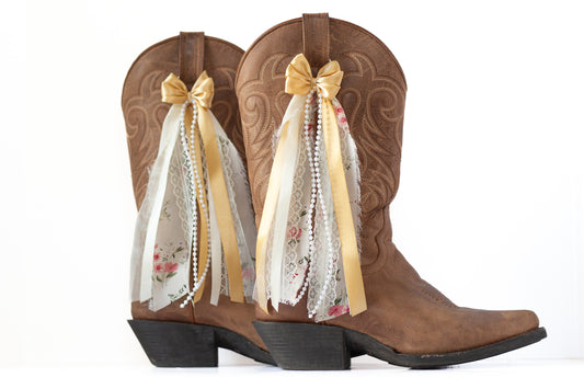 Gold and Pink Floral Boot Bows