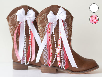 Kids White Strawberry and Flower Boot Bows