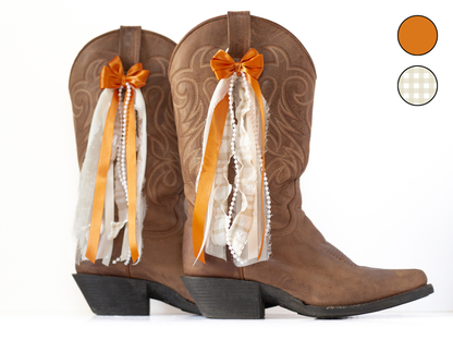 Burnt Orange and Tan Fall Boot Bows