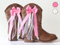 Kids Pink Heart Boot Bows