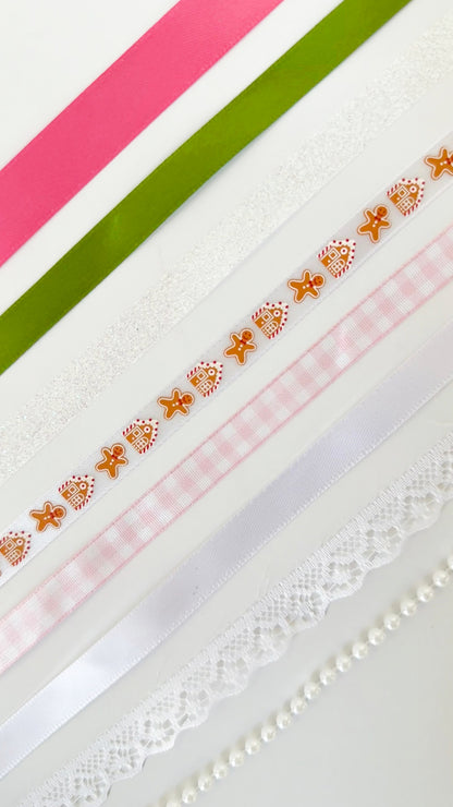 Pink and Green Gingerbread Christmas Boot Bows
