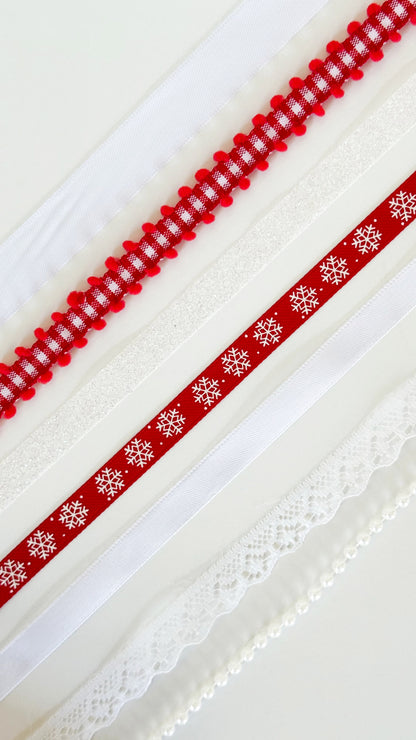 White and Red Snowflake Boot Bows