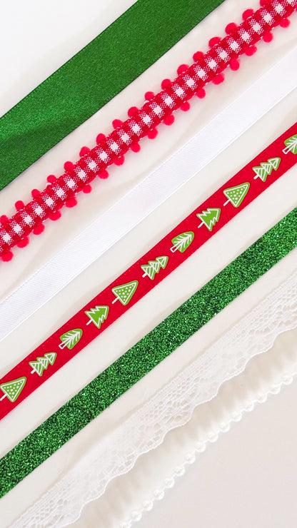 Green and Red Christmas Tree Boot Bows