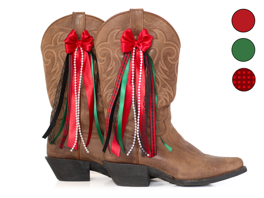 Red and Black Gingham Christmas Boot Bows