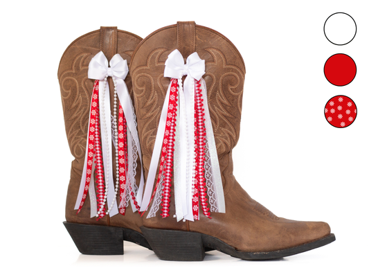 White and Red Snowflake Boot Bows