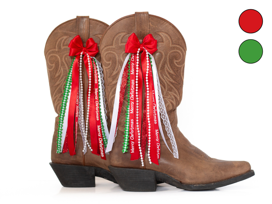 Red and Green Christmas Boot Bows