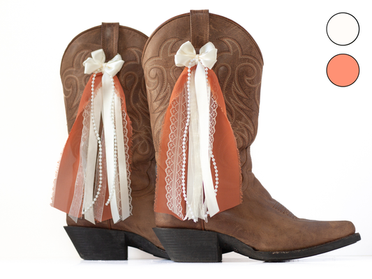 Cream and Salmon Fall Boot Bows