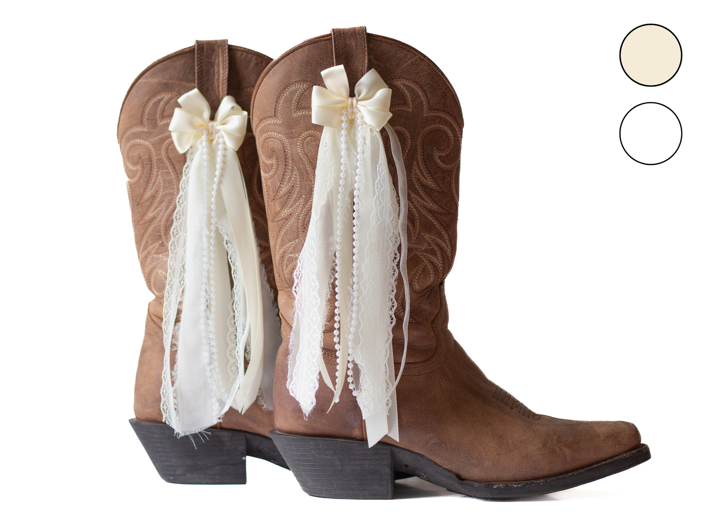 Cream and White Country Concert Boot Bows