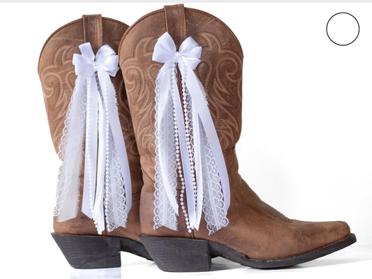 White Lace Country Concert Boot Bows