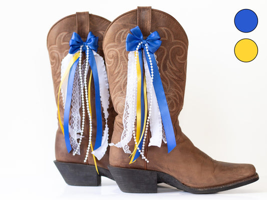 Blue and Gold Sorority Boot Bows