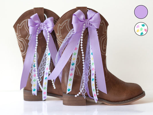 Kids Purple Unicorn Boot Bows