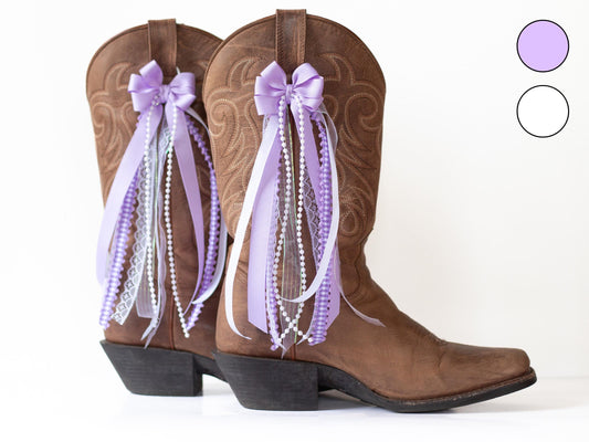Purple and White Country Concert Boot Bows