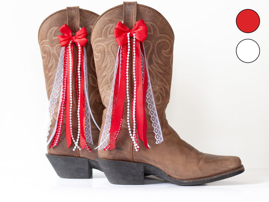 Red and White Country Concert Boot Bows
