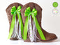Kids Green Flamingo Boot Bows