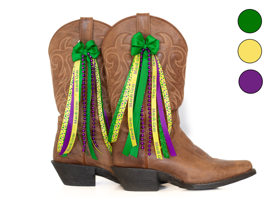 Mardi Gras Green and Yellow Boot Bows