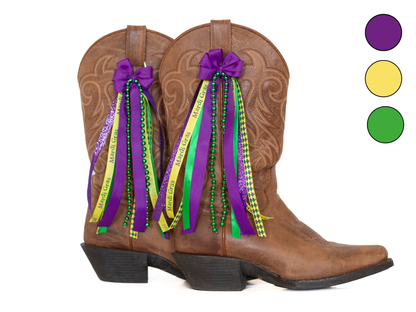 Mardi Gras Purple and Green Boot Bows
