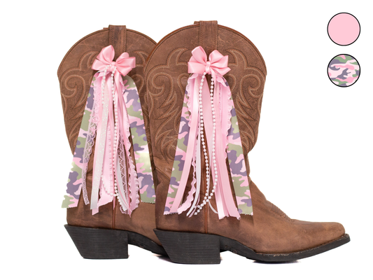 Exclusive Megan Pink and Camo Concert Boot Bows