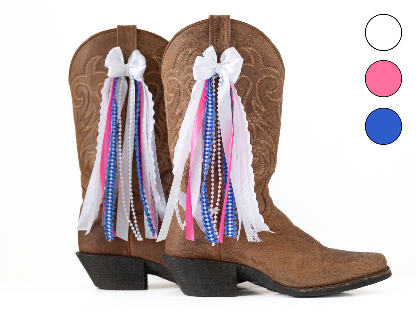 Megan Pink and Blue Country Concert Boot Bows