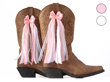 Pink and White Country Concert Boot Bows