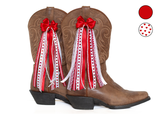 Valentines Red and White Boot Bows