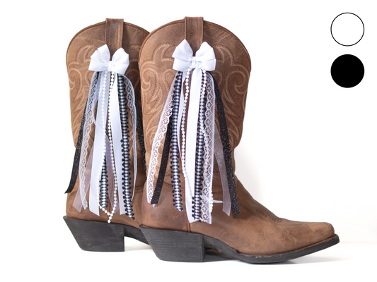 White and Black Country Concert Boot Bows